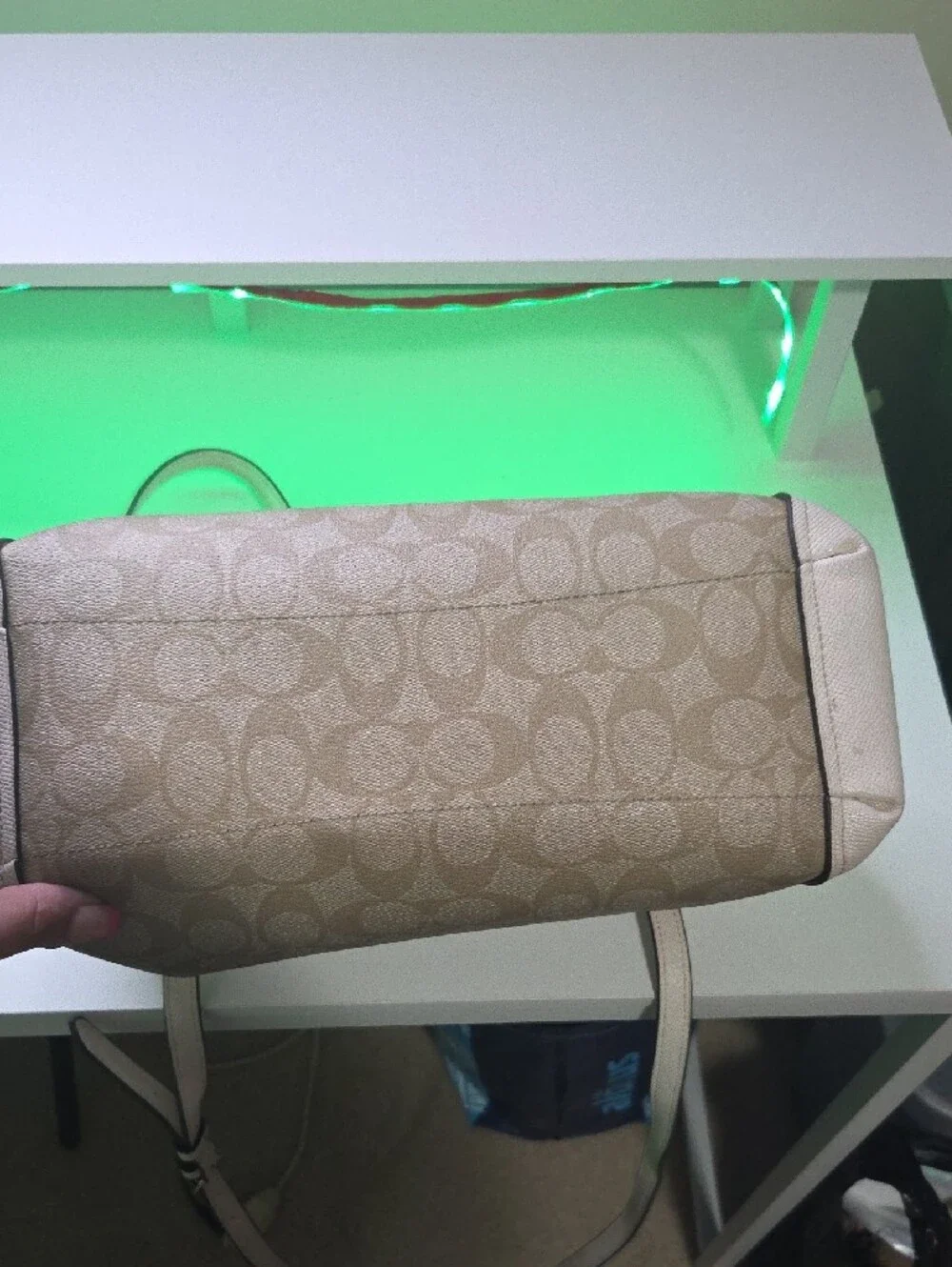 Coach Beige Signature Shoulder Bag with Crossbody Strap